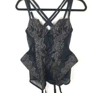 NWT Victorias Secret Black Gold Sheer Corset 34B